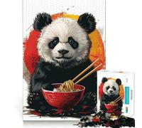 Panda Eating Ramen Jigsaw Puzzles for Adults 1000 Pieces Brain Workout Toy Relaxing Fun Art Assembly (38x52cm)