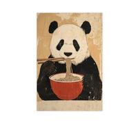 Panda Eating Ramen Kitchen Poster Canvas Poster Bedroom Decor Landscape Office Room Decor Gift 08x12inch(20x30cm)