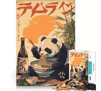 Panda Eating Ramen with Chopsticks Jigsaw Puzzle for Adults 1000 Pieces Boost Recall Leisure Fun Accurate Edge Lovely Present (50x75cm)