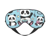 Panda Eats Cake Print Sleep Mask with Adjustable Strap, Comfortable Eye Cover for Travel, Yoga, Napping, Sleeping & Relaxation