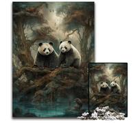 Panda Elegance Peace ArtJigsawPuzzle 1000 Pieces for Adults Wooden Jigsaw for Birthdays Holidays Best for Christmas 1000 PCS(75x50cm)