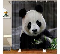 Panda Fabric Bathroom Shower Curtain Cute Animal Waterproof Shower Curtains for Kids Boys Girls Cartoon Giant Panda Shower Curtain with Hooks Bear Printed Wildlife Curtain,180x180cm