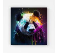 Panda Face Splashart Colourful Canvas Warren Reed - Designer Blue w10_inch_x_h10_inch