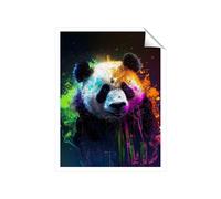 Panda Face Splashart Colourful Unframed Art Print Warren Reed - Designer Multi W8 inch x H10 inch