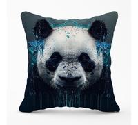 Panda Face Splashart Dark Background Outdoor Cushion Warren Reed - Designer Blue 60cm x 60cm