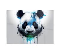 Panda Face Splashart Light Background Glass Chopping Board Warren Reed - Designer Blue One Size
