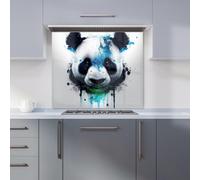 Panda Face Splashart Light Background Kitchen Splashback Warren Reed - Designer Blue 600mm x 650mm