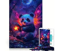 Panda Fairy with Star in Enchanted Forest Jigsaw 1000 Pieces for Adults Cognitive Toy Bonding Time Pattern Assembly Santa Wish Item (38x52cm)