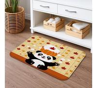 Panda Fall Leaves Quick Dry Bath Mat, Cute Cartoon Non Slip Shower Rug, Autumn Flannel Washable Bathroom Decor 20x32 Inch