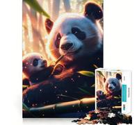 Panda Family in Bamboo Forest Jigsaw Puzzles for Adults 1000 Pieces Brain Workout Toy Relaxing Fun Art Assembly (38x52cm)