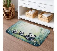 Panda Family Quick Dry Bath Mat, Cute Animal Pattern Non Slip Shower Mat, Nature Memory Foam Washable Bath Rugs for Bathroom Decorative 16x24 Inch