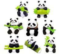 Panda Figures, 8 PCS Panda Figurines Toy Animals Figures Pandas Cake Topper Pandas Miniature Figurines Playset PVC Toy Collectible Statues Educational Toys for Kid's Birthday Gifts Home Decoration