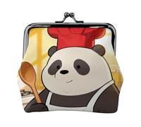 Panda Firefighter Hose Leather Coin Purse for Women-Small Kiss Lock Wallet, Mini Card Holder for Keys Lipstick, Cute Change Purse for Travel
