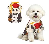 Panda Firefighter Hose M Pet Hawaiian Shirt for Small Dogs-Cute Summer Beach Outfit for Puppy, Soft Breathable Cat Clothes with Buttons