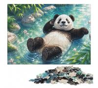Panda Floating in Water Wooden Jigsaw Puzzle, Adult Leisure, 1000 Pieces | Visual matching and sorting: a practical indoor pastime on quiet evenings.