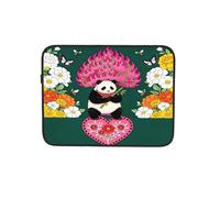 Panda Floral Heart Green Laptop Sleeve Case Notebook Computer Pouch Tablet Briefcase Carrying Bag for Work 13 Inch