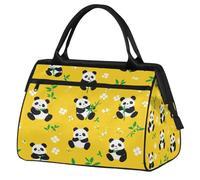 Panda Floral Leaves Pattern Travel Sports Bag for Women Men, Large Capacity Weekender Duffel Bag Waterproof Carry On Overnight Bag for Gym Travel Outdoor Activities