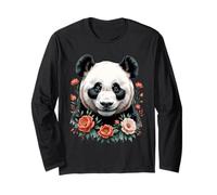 Panda Floral Portrait Long Sleeve T-Shirt