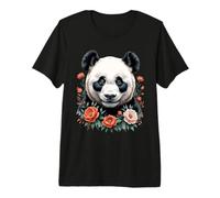 Panda Floral Portrait Premium T-Shirt