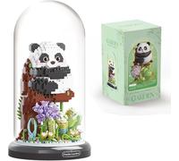 Panda Flower Bouquet Building Block Set, Animals Flowers Plants Decor with Dust Cover, Creative DIY Animals Plants Bonsai Tree Building Kit, Home Office Decor Gifts for Adults Teens