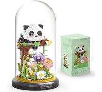 Panda Flower Bouquet Building Set for Adults, Animals Flowers Plants Decor with Dust Cover, Birthday Gift Building Toy for Boys Girls, 999 PCS Mini Building Blocks