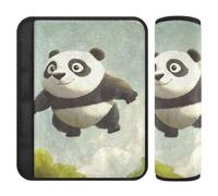 Panda Flying Cute Cartoon car seat Shoulder Strap Pads,Release Stress to Your Neck and Shoulders,Seatbelt Cover for Truck Backpack Bag forro para cinturon de segurida 2 pcs
