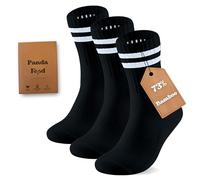 PANDA FOOD 3 Pairs Premium Bamboo Crew Socks | Anti-Blister Seamless Breathable Socks for Exercise, Gym or Casual Wear | Unisex Men and Women | 3 Pack UK | Charcoal | 7-12