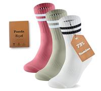 PANDA FOOD 3 Pairs Premium Bamboo Crew Socks | Anti-Blister Seamless Breathable Socks for Exercise, Gym or Casual Wear | Unisex Men and Women | 3 Pack UK | Mixed | 4-8