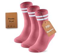 PANDA FOOD 3 Pairs Premium Bamboo Crew Socks | Anti-Blister Seamless Breathable Socks for Exercise, Gym or Casual Wear | Unisex Men and Women | 3 Pack UK | Coral | 4-8