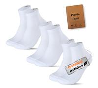 PANDA FOOD 3 Pairs Premium Bamboo Cushioned Quarter Socks | For Walking, Running, Cycling, Hiking Long Distances | Seamless Anti-Blister for Men & Women | UK 7-11 | White