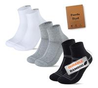 PANDA FOOD 3 Pairs Premium Bamboo Cushioned Quarter Socks | For Walking, Running, Cycling, Hiking Long Distances | Seamless Anti-Blister for Men & Women | UK 4-8 | Mixed Colours