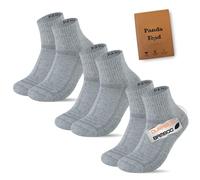 PANDA FOOD 3 Pairs Premium Bamboo Cushioned Quarter Socks | For Walking, Running, Cycling, Hiking Long Distances | Seamless Anti-Blister for Men & Women | UK 7-11 | Grey