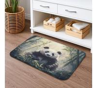 Panda Forest Quick Dry Bath Mat, Nature Inspired Bamboo Absorbent Non Slip Shower Mat, Cozy Memory Foam Washable Bath Rugs for Bathroom Toilet Restroom Decorative 16x24 Inch