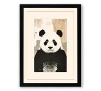 Panda Gaze Minimalist Framed Wall Art Print A1 (84.1×59.4cm) Black, Wall Decor for Living Room, Bedroom, Office & Home, Ready to Hang, Art Gift