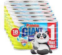 Panda Giant Kitchen Roll - 18 Kitchen Towels, Super Absorbent Sheets, 3Ply Paper Rolls Bulk Buy, Superior Performance for Your Cleaning Needs - Paper Hand Towels (White, 18) (White, 18)