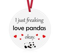 Panda Gift Christmas Ornament Panda Lover Gift for Women Girls Daughter Friend Panda Theme Ceramic Ornament Animal Lover Gift for Panda Fan Christmas Tree Decoration for Panda Lover Panda Ornament