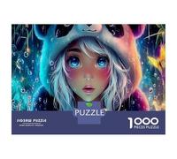 Panda Girl 1000 Pcs Jigsaw Puzzle Bundle: Ultra Difficult Challenge Girl Frog & Hat for After-school Puzzle Activity, A Puzzle for Serious Puzzlers 38x26cm/1000pcs