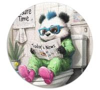Panda Go Toilet 1000-Piece Jigsaw Puzzle Round Jigsaw Puzzle 1000 Pieces Erfect for Home Decor, Birthdays, Holidays, And Gifts 67.5x67.5cm