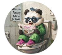 Panda Go Toilet Jigsaw Puzzles for Adults 1000 Round Cardboard Puzzles Challenging DIY Brain Game, Interactive Family Activity 1000pcs (67.5x67.5cm)