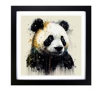 Panda Graphic Art Framed Print | 18x18 Inch Black Framed Wall Art | Ready to Hang | Modern Animal Picture | Living Room Bedroom Lounge Office