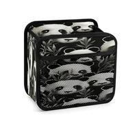 Panda Graphic Black And White Car Backseat Organizer with Clear Tablet Holder, Multi Pockets Waterproof Oxford Kick Mat Storage Bag, Universal Auto Seat Back Storage Caddy for Drinks Travel Essential