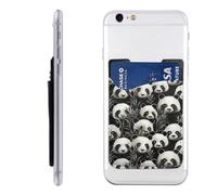 Panda Graphic Black and White Leather Cell Phone Wallet, Stick On Phone Card Holder for Back of Phone Case - Adhesive Phone Pocket Credit Card ID Case Pouch Sleeve for Women Men