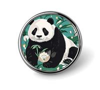 Panda Graphic Black And White Round Badge Personalized Metal Lapel Pin Badges Fit Clothing Bags Hat Humorous Printed Brooch Badge Party Decorations Accessories for Men Women