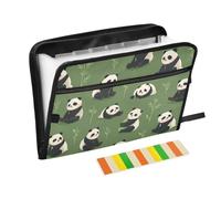 Panda Green Leaves Expanding File Folder 13 Pockets Accordion File Organiser Folders for Paperwork A4 Storage Portable Document Organiser Filing Wallet