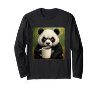 Panda Grumpy Coffee Morning Humor Wildlife Tired Mug Long Sleeve T-Shirt