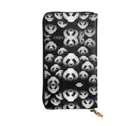 Panda Head Patterned Leather Long Wallet (7.5 * 4.1 inches) | Extra Large Multi-Function Compartment | Great Gift