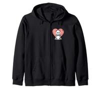 Panda Heart Hands Love Valentine Kawaii Romantic Fun Zip Hoodie