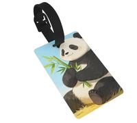 Panda Hold Bamboo Luggage Tags for Suitcases - Durable PVC ID Tags with Detachable Straps for Travel, Backpack, Golf Bag, Anti-Loss