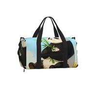 Panda Hold Bamboo Sports Duffel Bag with Shoe Compartment-Lightweight Gym Weekender for Men Women, Waterproof Travel Tote with Wet Pocket