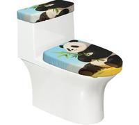 Panda Hold Bamboo Toilet Lid Cover Set of 2-Stretchy Toilet Tank Cover for Bathroom Decor, Soft Elastic Toilet Seat Cover for U Shape Oval